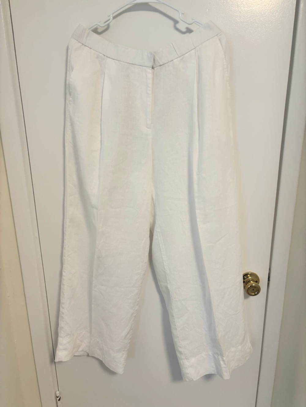 NEW Eileen Fisher Wide-Leg Linen Blend Pants in White - Picture 3 of 8
